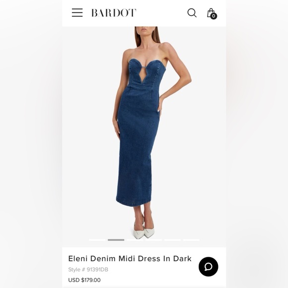 Bardot Eleni Strapless Denim Midi Dress – Dark Wash, Size 6 NWOT - Picture 7 of 12